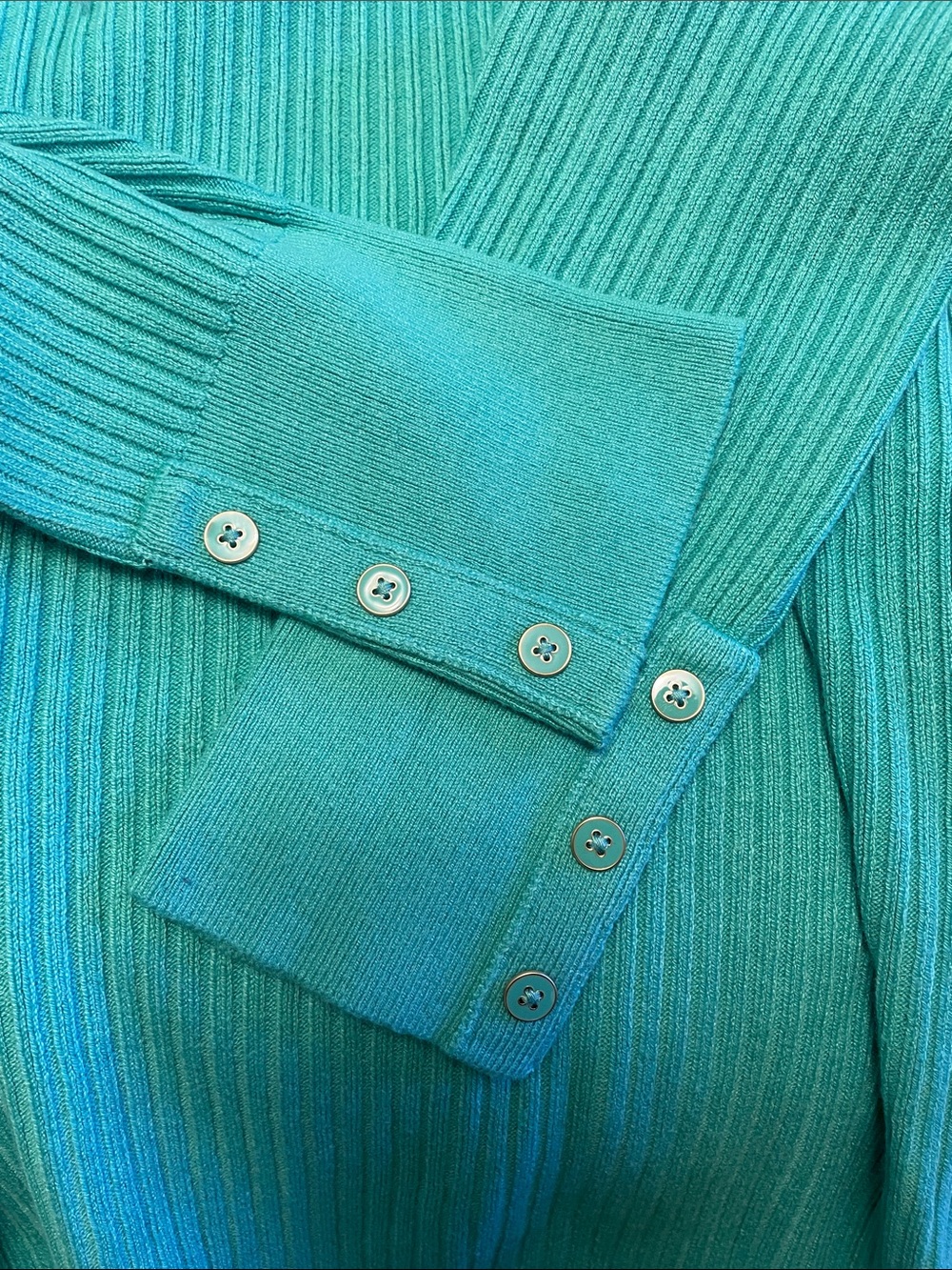 Turtleneck Ribbed Sweater - Teal - Picture 2 of 3